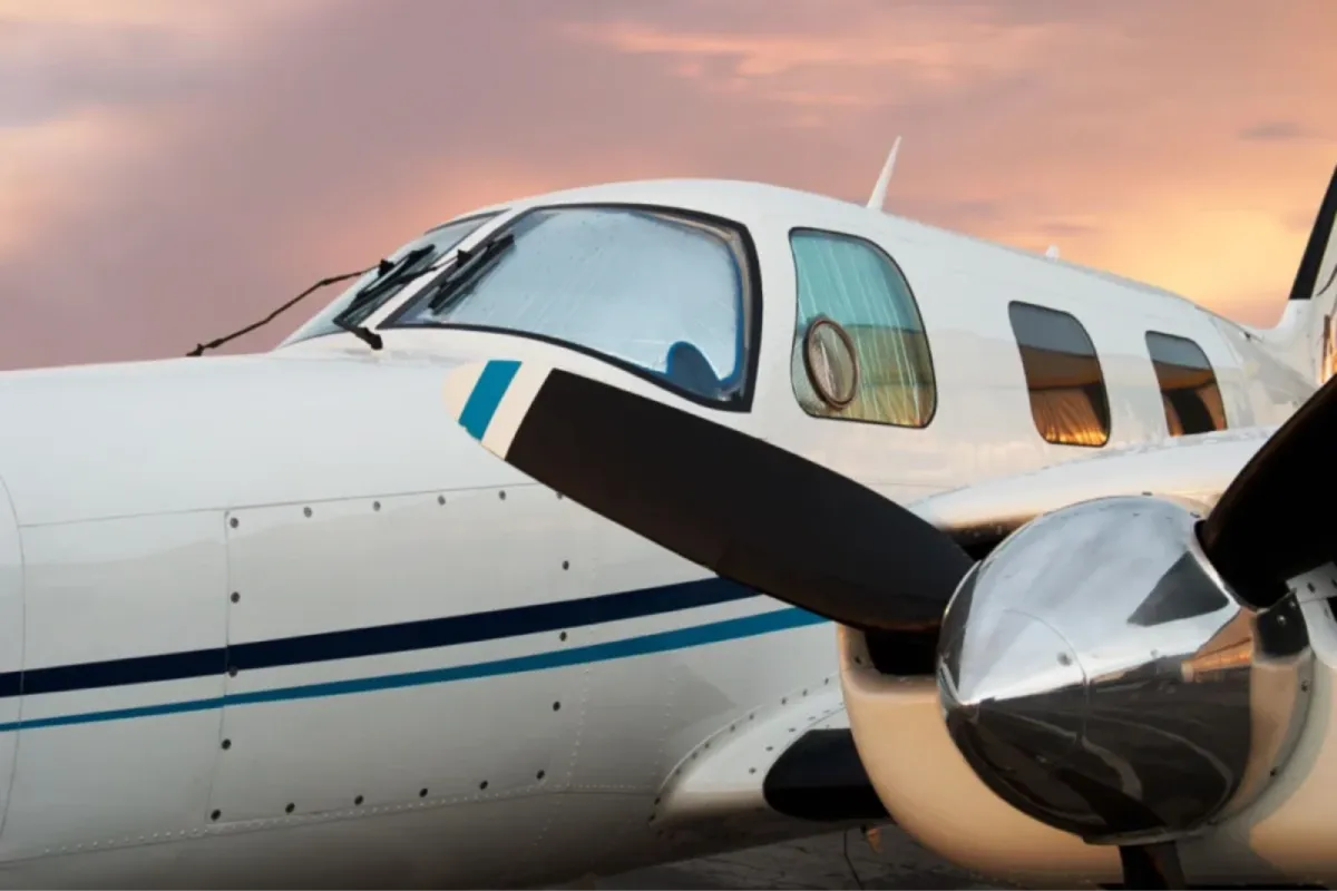 Close-up of a propeller plane exterior cleaned for aviation detailing.