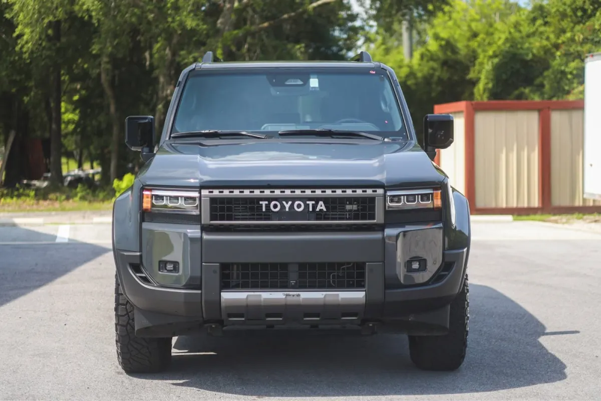 Front view of a Toyota SUV with window tint.